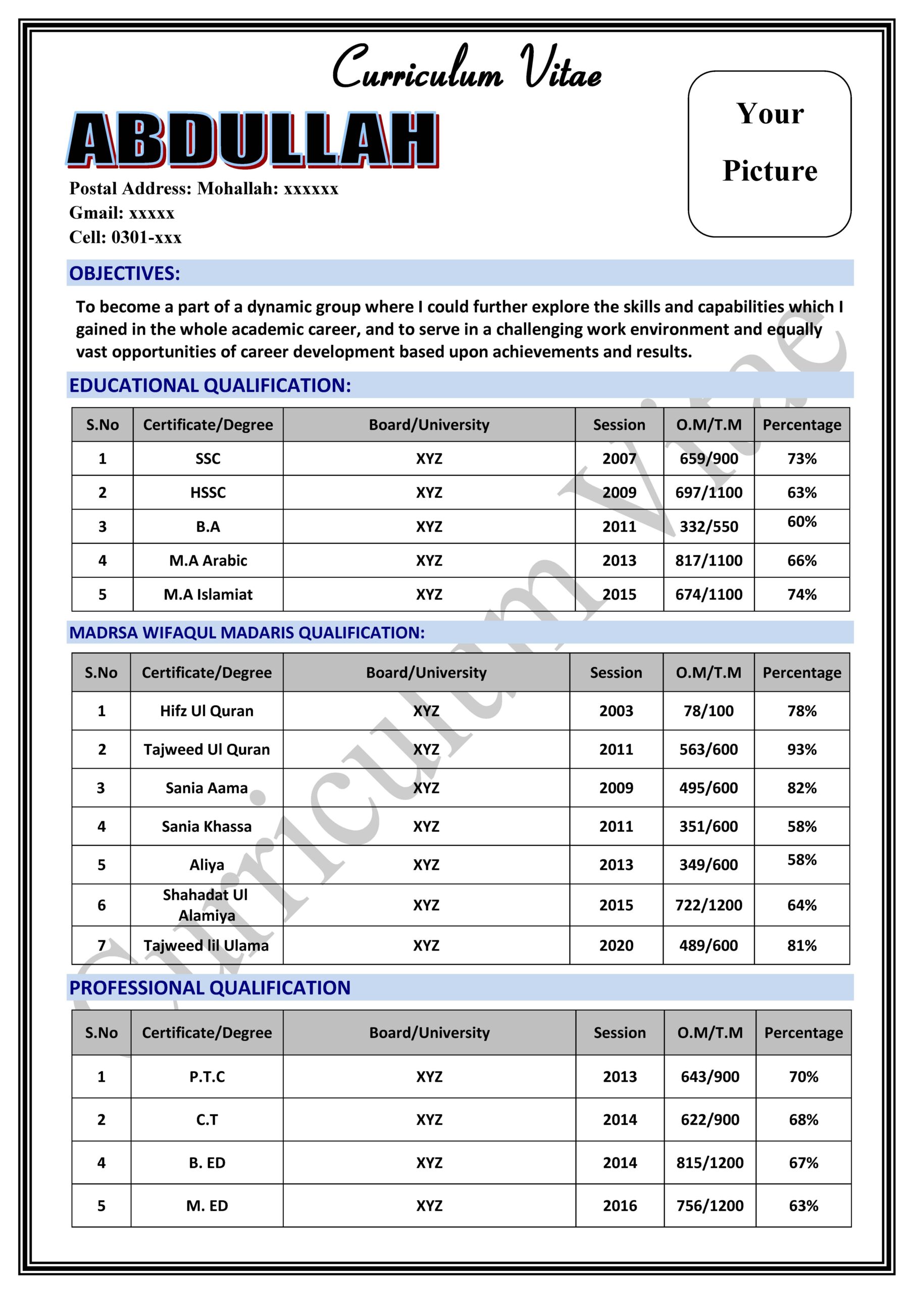 Cv File Format Download and Customize Your Resume/CV Templates in MS Word Format ...