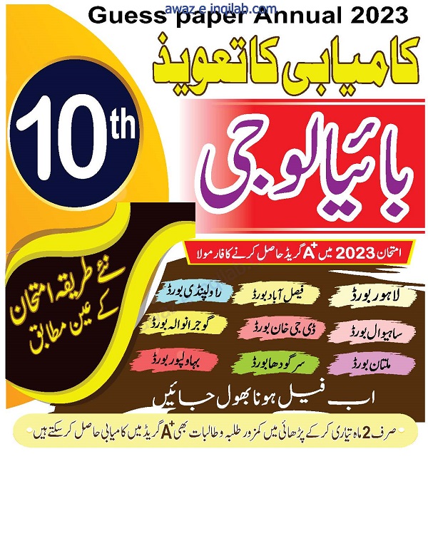 Biology Guess Paper 10th Class Punjab Boards 2023 PDF Free Download