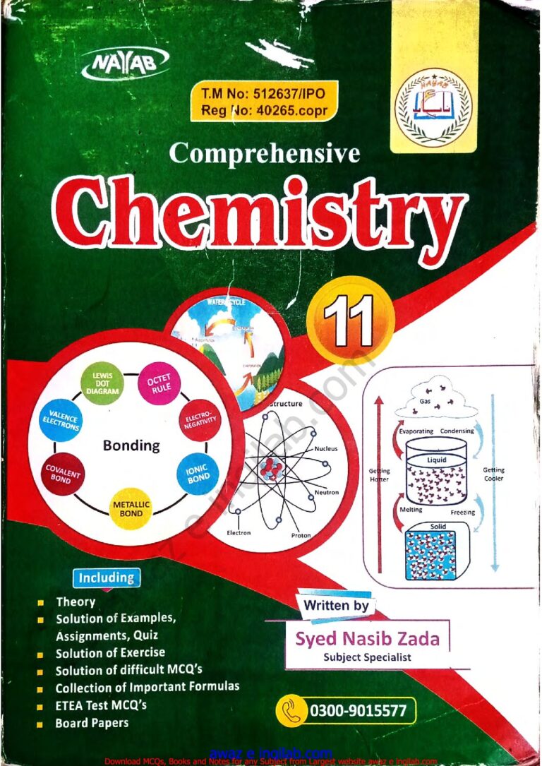 Chemistry guides/Notes for 11th class (1st year) KPK Textbooks pdf کیمسٹری گائیڈ/نوٹس برائے (فرسٹ ائیر) گیارھویں جماعت خیبر پختونخواہ ٹیکسٹ بورڈ