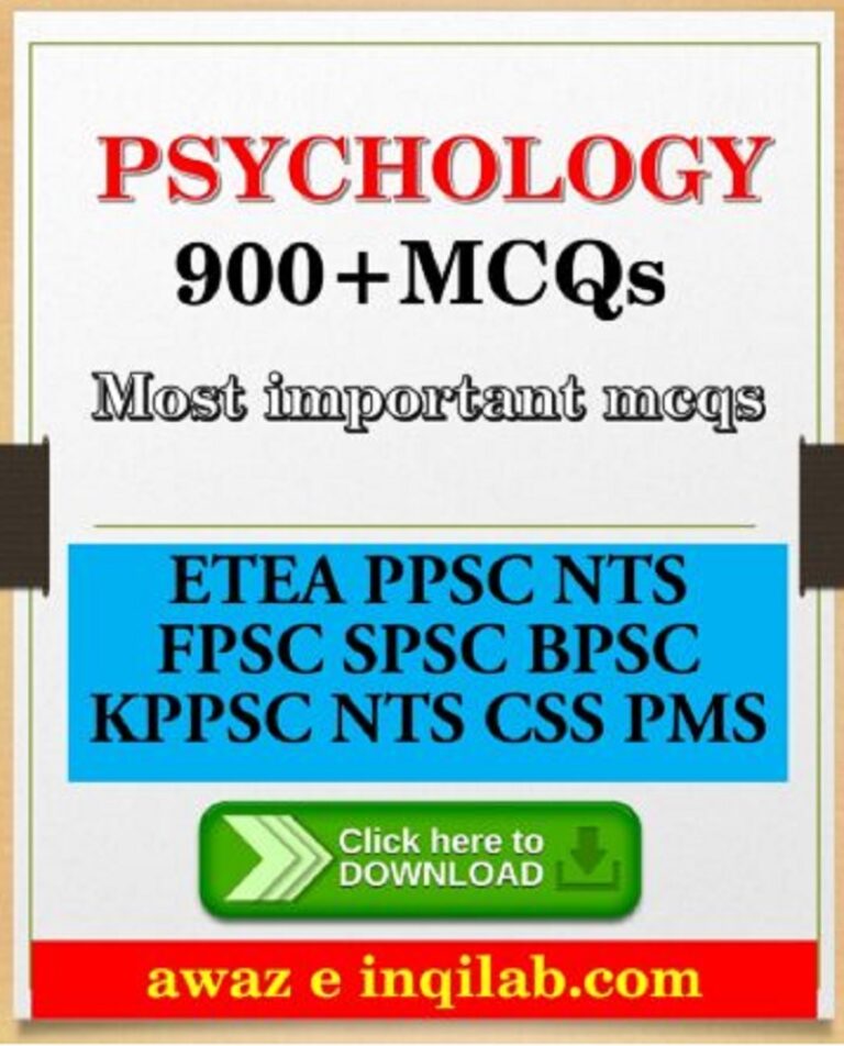 Download Psychology MCQs PDF